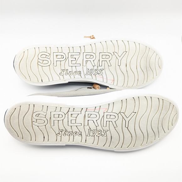 Sperry Pier View Gray Slip On Leather Laces Low Top Fashion Sneakers Women's 8 - Picture 7 of 9
